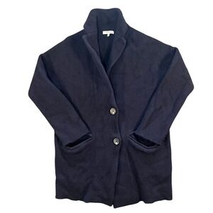 Madewell 100% Merino Wool Sweater Coat Navy Blue Cardigan women's XS RN77388